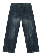 Men's High Waist Washed Jeans