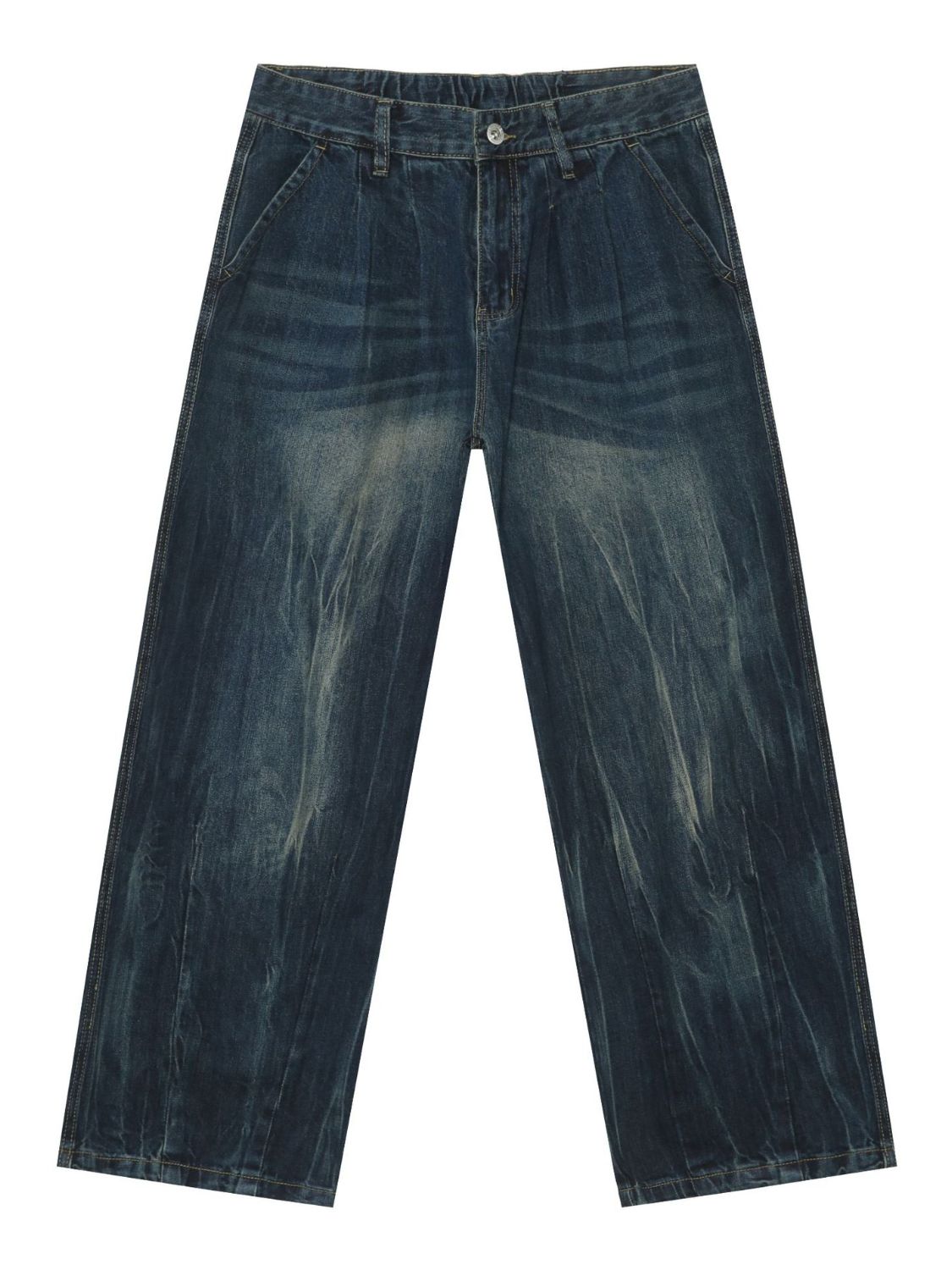Men's High Waist Washed Jeans