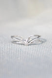 925 Sterling silver Inlaid Zircon Heart Open Ring - felvior