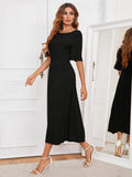 Round Neck Cutout Half Sleeve Dress - felvior