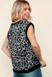 Haptics Leopard Print Dolman Cap Sleeve Knit Top