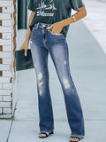 Distressed Bootcut Jeans with Pockets - felvior