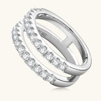 925 Sterling Silver Moissanite Double Layered Ring