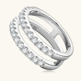925 Sterling Silver Moissanite Double Layered Ring - felvior