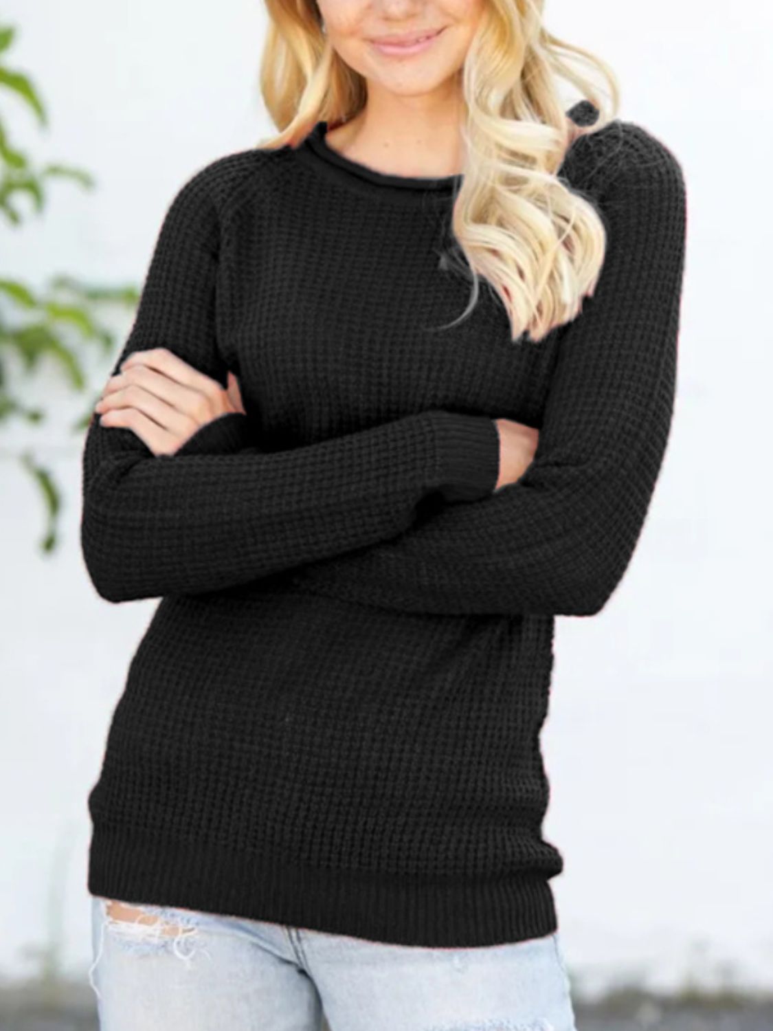 Round Neck Raglan Sleeve Sweater