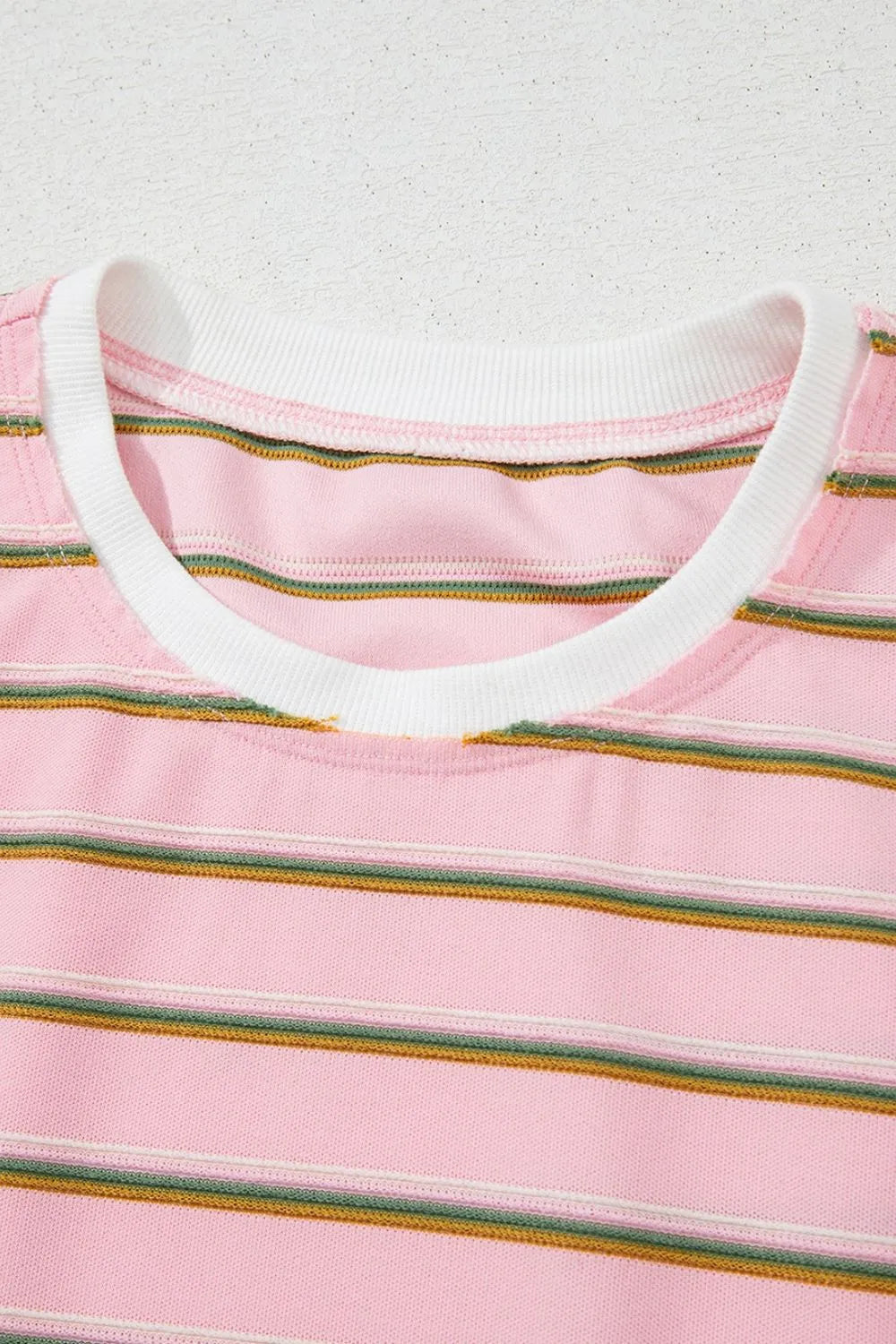 Stripe Wide Short Sleeve Tee and Short Set - felvior