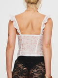 Ruffled Floral Square Neck Cami - felvior
