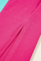 Frill Color Block Crew Neck Loose Fit T Shirt