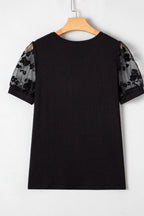 Flora Lace Patchwork Crew Neck Top