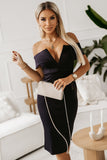Off-Shoulder Zip-Back Slit Dress - felvior
