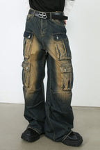 Men's Washed Wide Leg Jeans