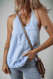 Backless Halter Neck Denim Top - felvior