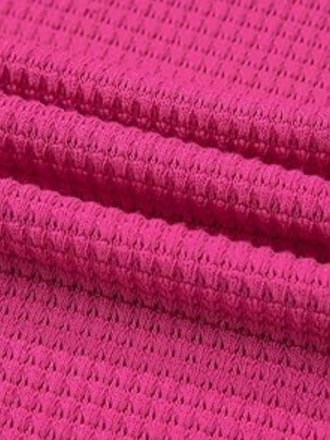 Drawstring Waffle-Knit Short Sleeve Hooded Top