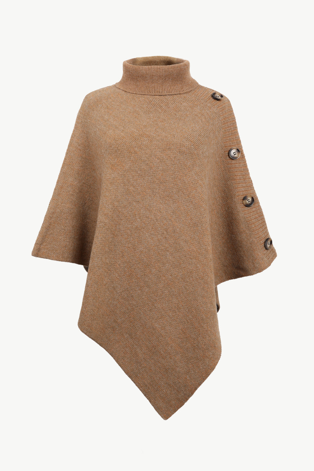 Turtleneck Buttoned Poncho - felvior