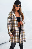 Plaid Longline Jacket with Pockets - felvior