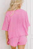 Round Neck Half Sleeve Top and Shorts Set - felvior