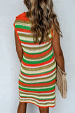 Openwork Stripe Sleeveless Sweater Dress - felvior