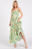 Mittoshop Floral Smocked Back Ruffled Hem Maxi Cami Dress - felvior