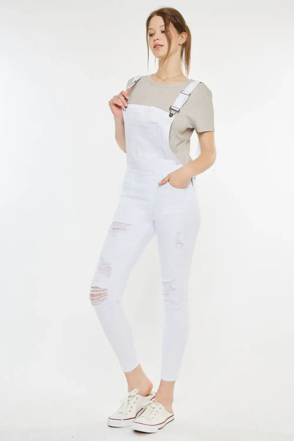 Kancan Distressed Skinny Denim Overalls Hauptbild