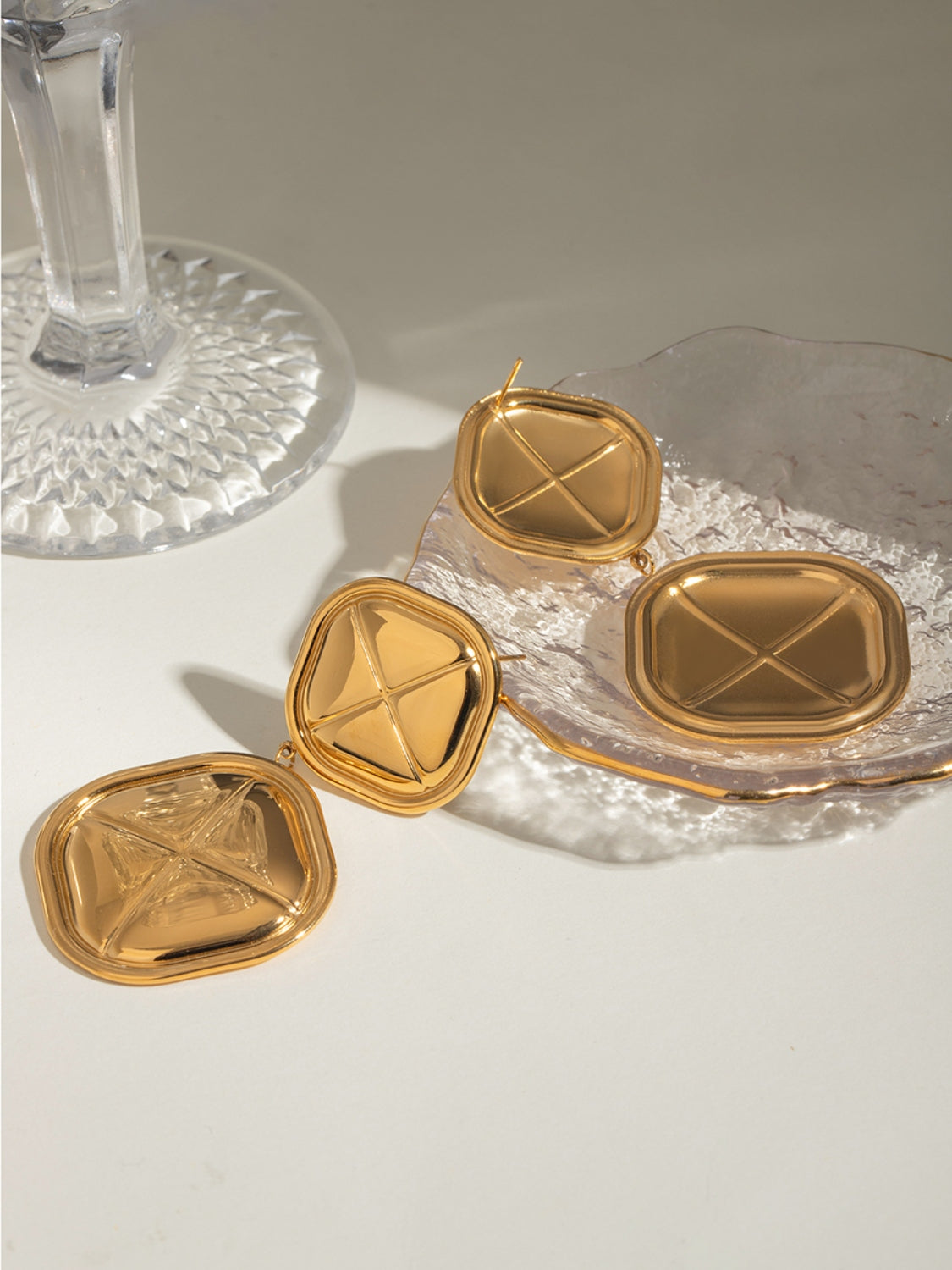 18K Gold-Plated Stainless Steel Square Earrings - felvior