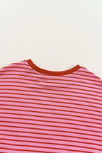 Contrast Striped Round Neck Short Sleeve T-Shirt