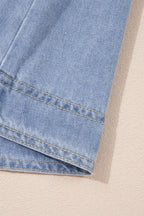 Lapel Neck Cap Sleeve Denim Babydoll Dress