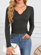 Notched Long Sleeve T-Shirt