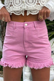 Raw Hem High Waist Denim Shorts - felvior
