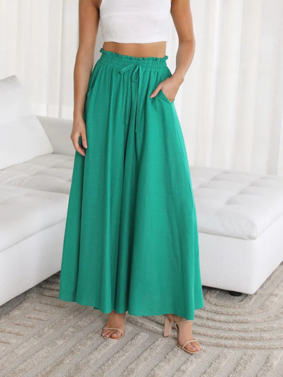 Wide Leg Pants with Pockets - felvior