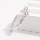 925 Sterling Silver Inlaid Zircon Bow Ring - felvior