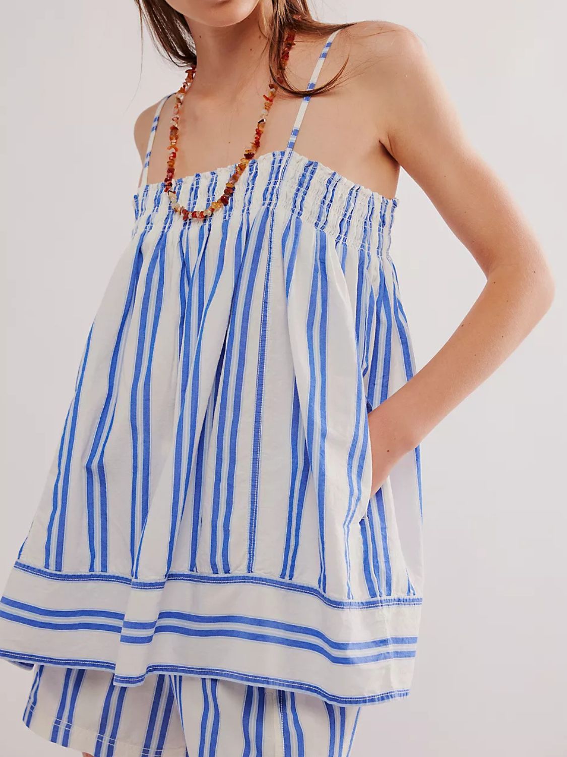 Smocked Square Neck Cami and Shorts Set - felvior
