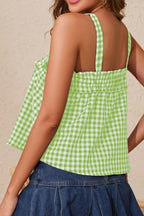 Tied Front Textured Square Neck Cami