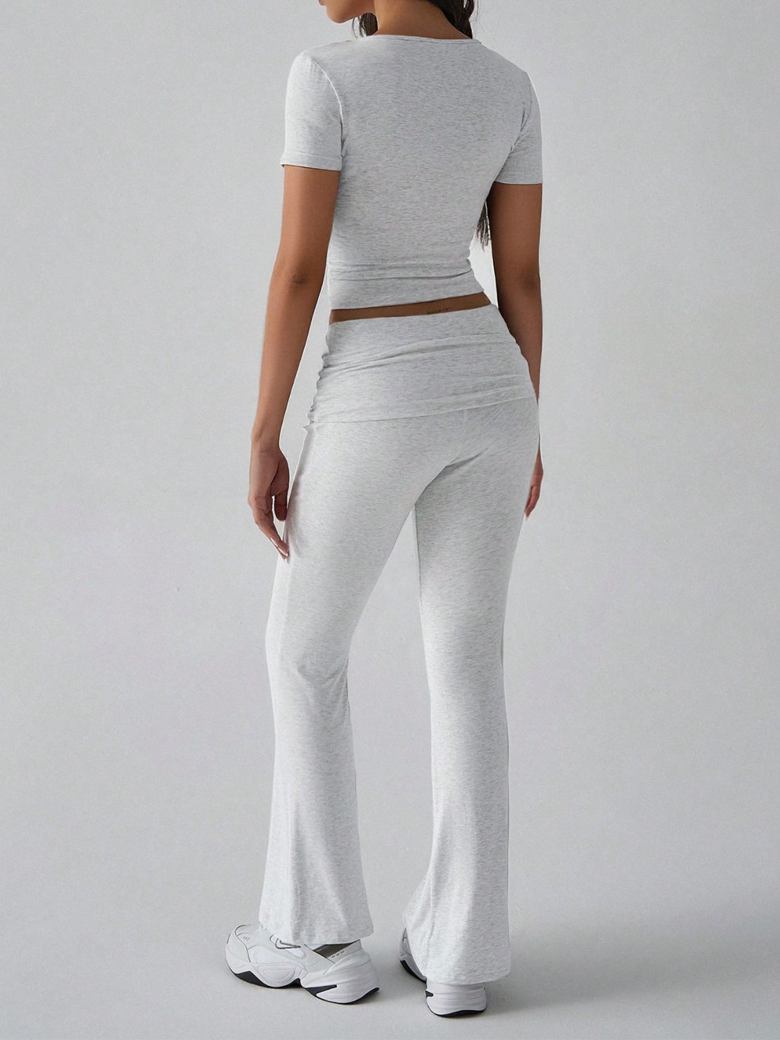 Devine V-Neck Top and Bootcut Leggings Set - felvior