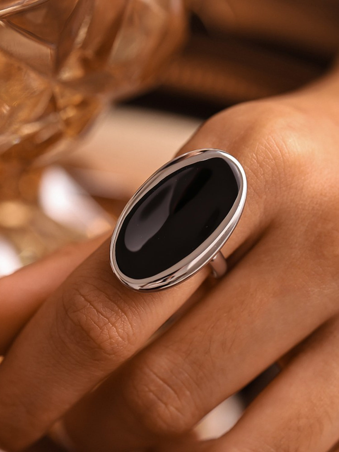 Stainless Steel Oil Drip Elliptical Open Ring - felvior