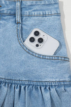Bubble Hem Denim Mini Skirt