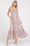 Mittoshop Floral Smocked Back Ruffled Hem Maxi Cami Dress - felvior