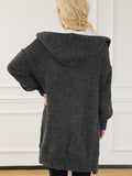 Open Front Hooded Winter Coat with Pockets - felvior