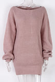 Boat Neck Long Sleeve Mini Sweater Dress - felvior