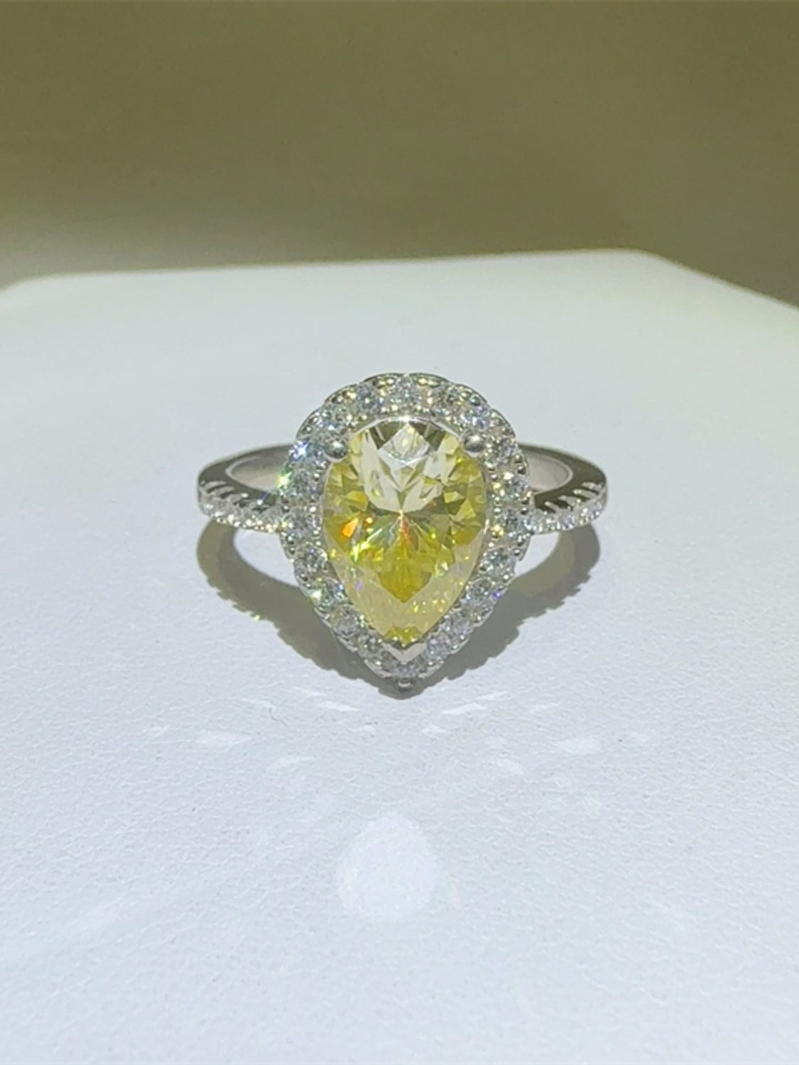 2 Carat Moissanite 925 Sterling Silver Teardrop Shape Ring - felvior
