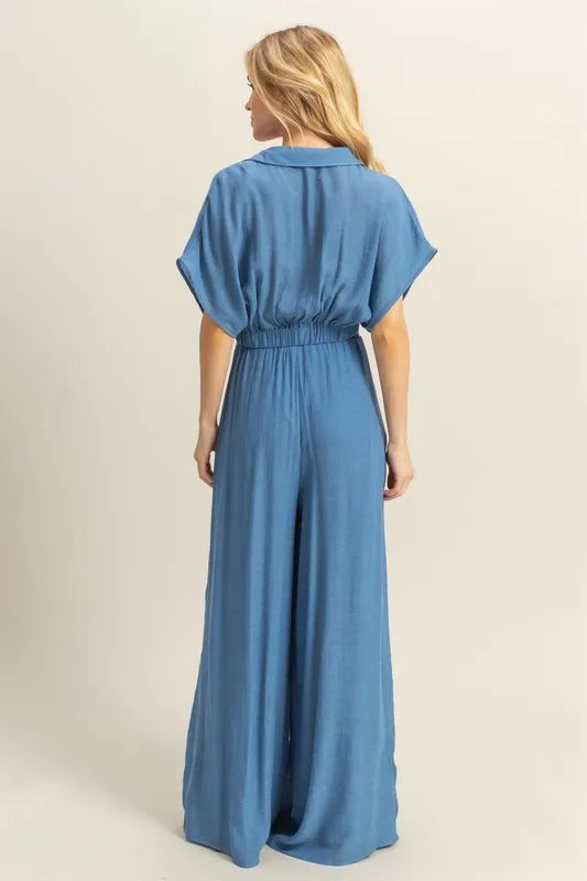 HYFVE Kimono Sleeve Crop Top and Wide Leg Pants Set - felvior