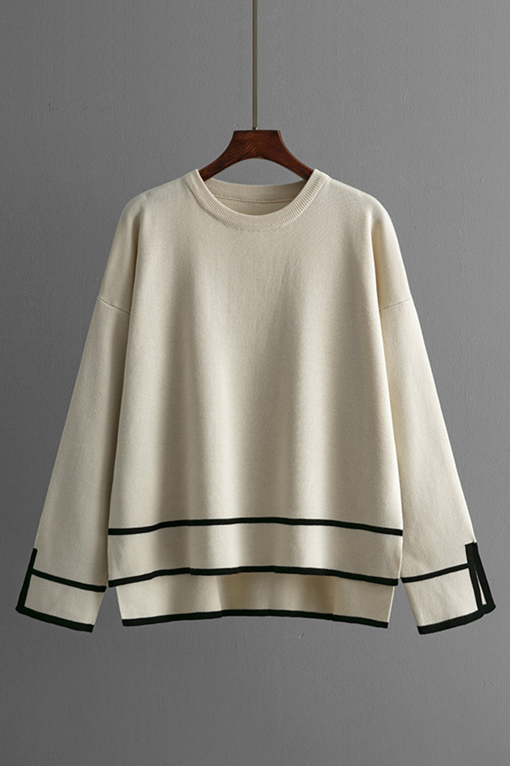 High-Low Round Neck Top and Pants Sweater Set - felvior