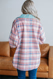 Plaid Collared Neck Flap Pockets Shacket - felvior