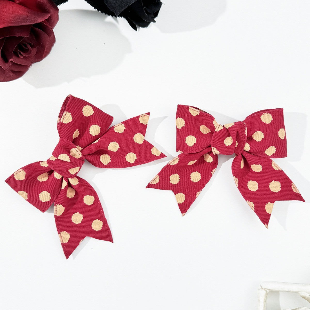 2-Piece Polka Dot Bow Hair Clip - felvior