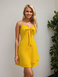 Layered Sweetheart Neck Bow Front Mini Cami Dress - felvior