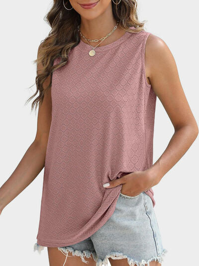 Florira Eyelet Round Neck Tank - felvior