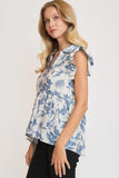 Umgee Full Size Botanical Print Babydoll Top Plus Size - felvior