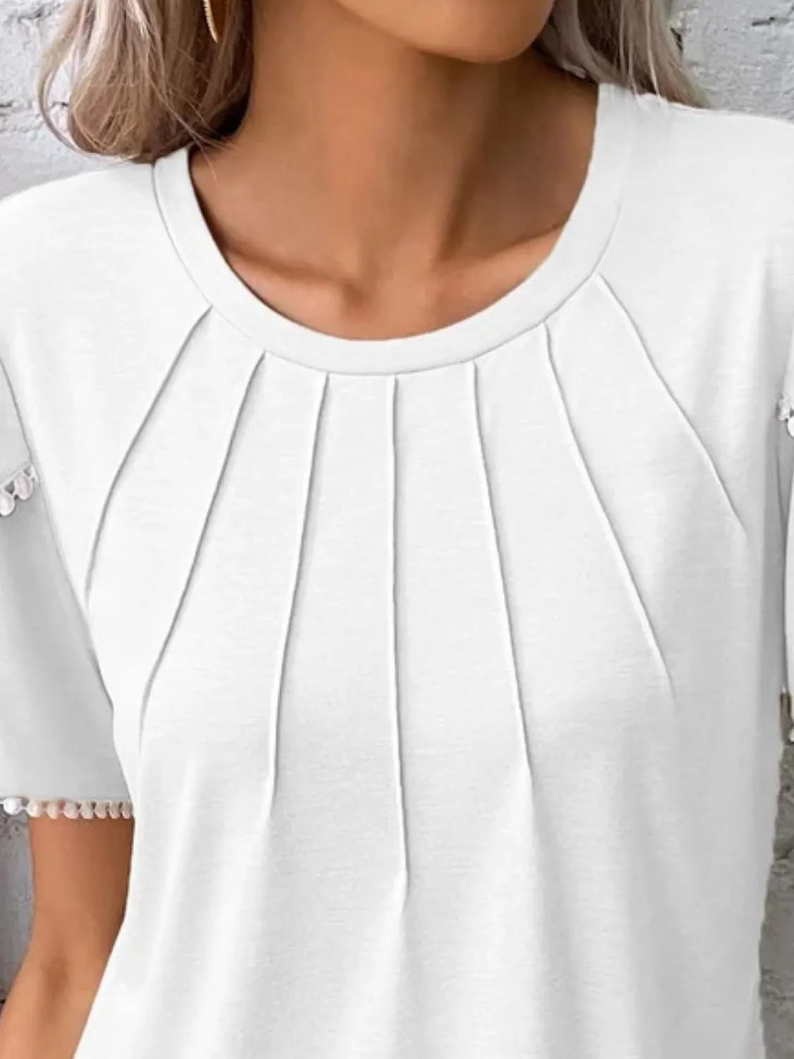 Full Size Round Neck Petal Sleeve Blouse Plus Size - felvior