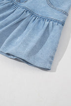 Bubble Hem Denim Mini Skirt