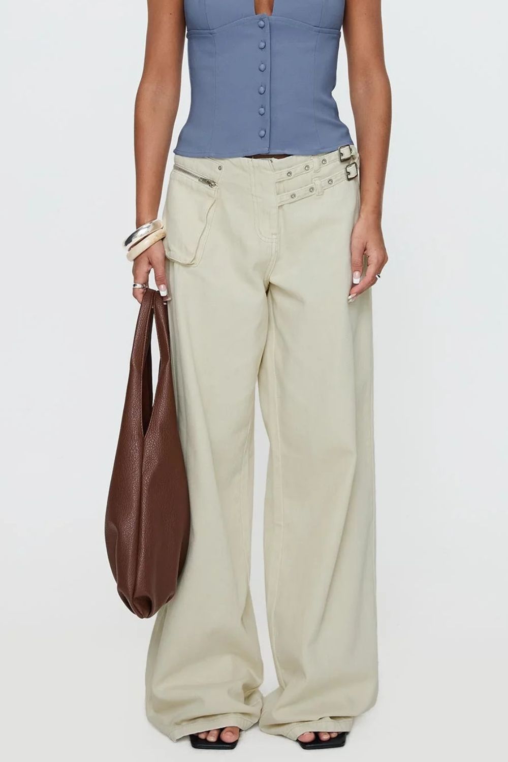 Wide Leg Jeans with Pockets - felvior