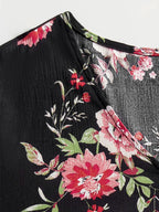 Plus Size Floral Flare Sleeve Dress